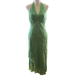 BCBCMaxAzria Silk Halter Midi Dress Size 8